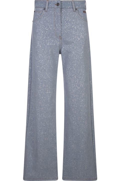 MSGM الجينز لـ السيدات MSGM Light Blue Baggy Jeans With Silver Glitter