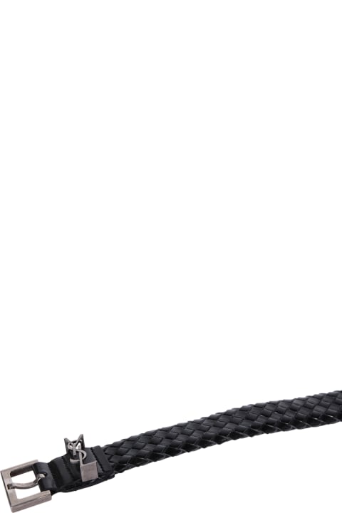 Belts for Men Saint Laurent Logo Black Belt