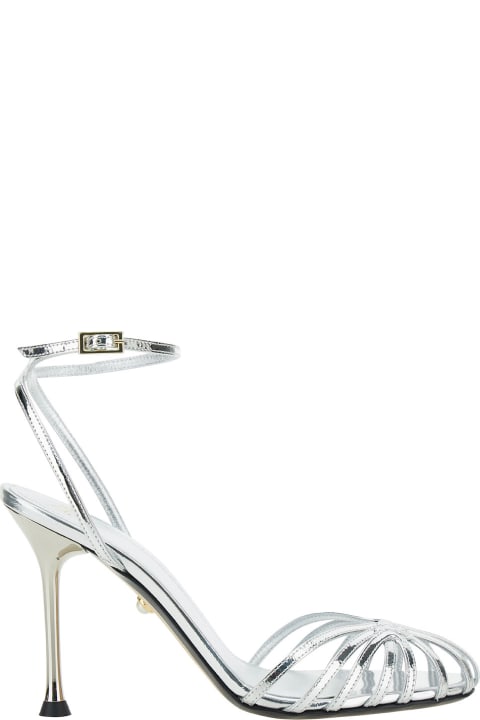 ウィメンズ Alevìのシューズ Alevì 'ally' Silver Sandals With Caged Design In Leather Woman