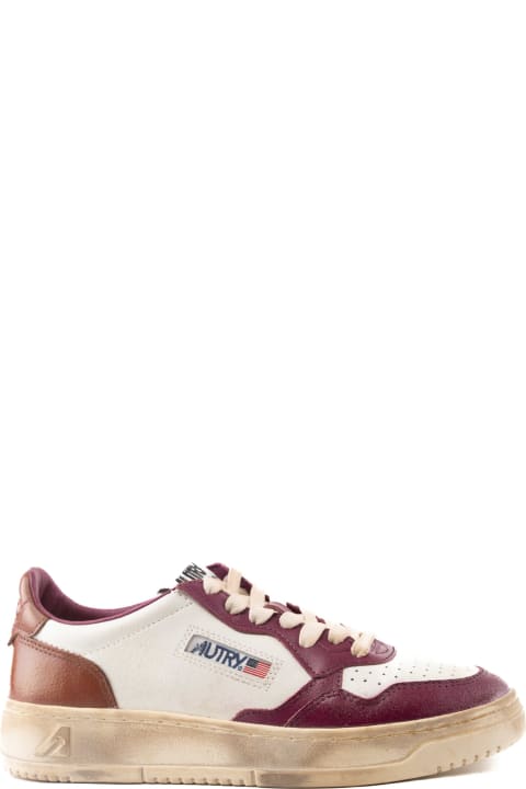 Homeware Autry Autry Medalist Low Super Vintage Sneakers In White/purple Leather
