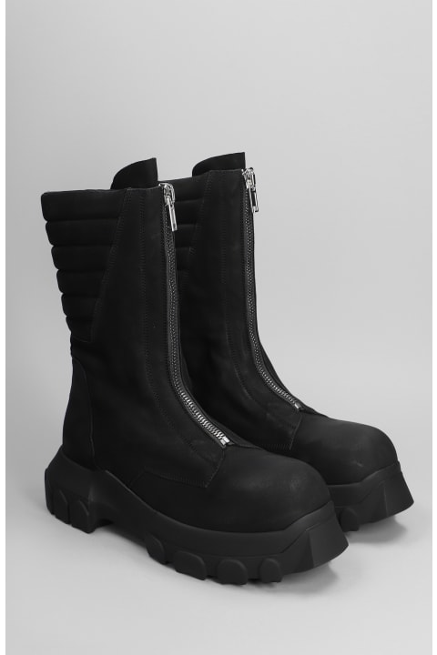 Rick Owens Shoes for Men Rick Owens Moto Turbo Tractor Combat Boots In Black Leather