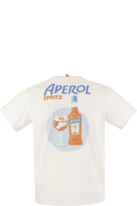 メンズ新着アイテム MC2 Saint Barth T-shirt With Print On Chest And Back Aperol Special Edition