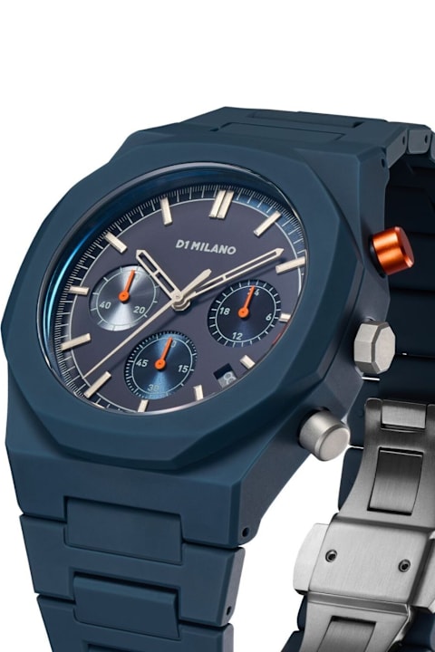 D1 Milano Watches for Men D1 Milano Charcoal Neptune Blue Polychrono 40.5 Mm Watch