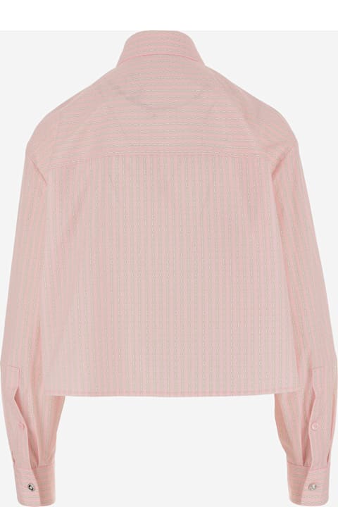 Homeware Versace Cotton Crop Shirt With Pinstripe Chain Pattern