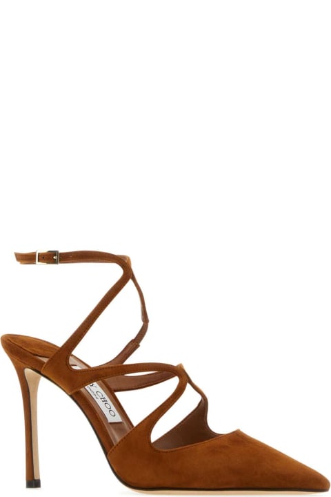 High-Heeled Shoes for Women Jimmy Choo Brown Suede Azia 95 Pumps