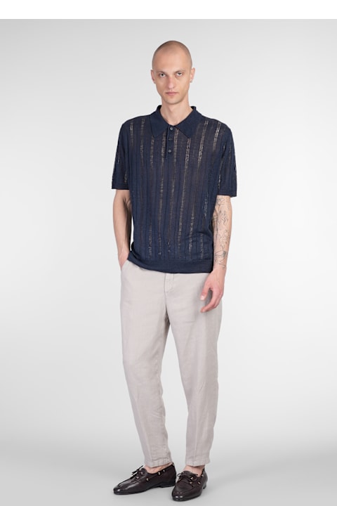 Roberto Collina for Men Roberto Collina Polo In Blue Linen