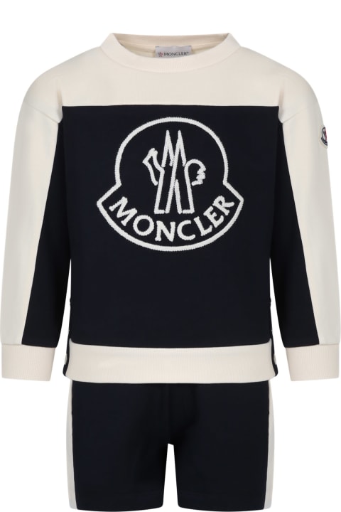 Jumpsuits for Girls Moncler Blue Set For Girl With Logo