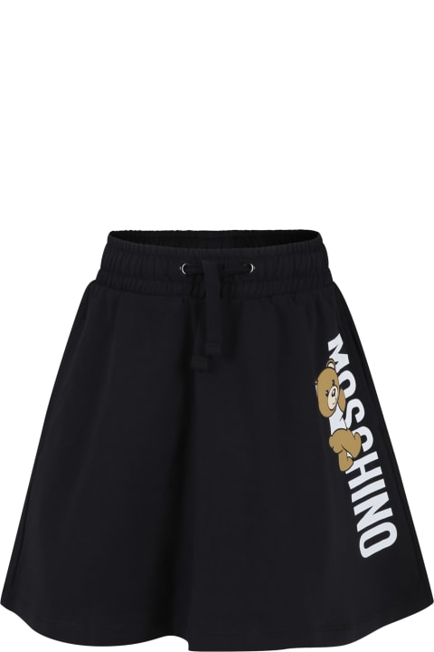 Moschino Bottoms for Girls Moschino Black Skirt For Girl With Teddy Bear And Logo