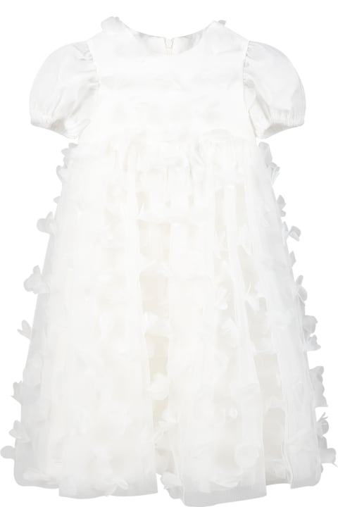 White Dress For Baby Girl With Tulle Applications