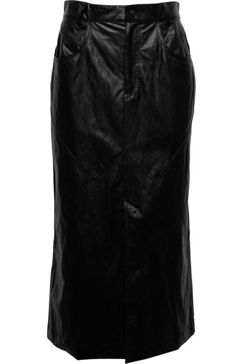 Black Cecilia Midi Skirt In Leatherette With Seams Detailing Isabel Marant étoile Woman