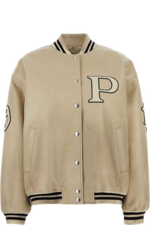 Prada Coats & Jackets for Women Prada Ivory Leather Bomber Jacket