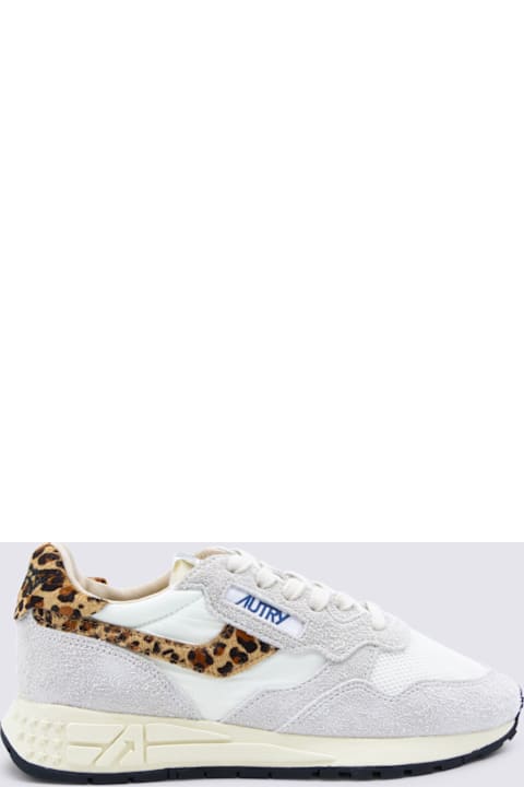Autry White And Leopard Leather Reelwind Sneakers