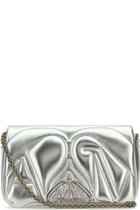 Alexander McQueen Bags for Women Alexander McQueen Silver Leather Small Seal Shoulder Bag