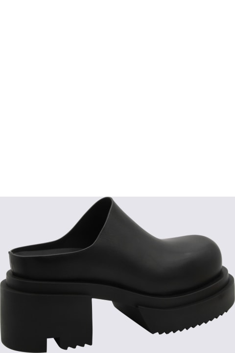 Shoes for Men Rick Owens Black Leather Bogun Slippers