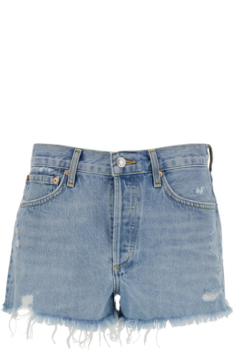 AGOLDE Clothing for Women AGOLDE 'parker' Light Blue Shorts With Rips And Raw-edged Hem In Cotton Denim Woman