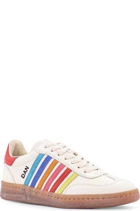 Dsquared2 Shoes for Women Dsquared2 Boxer Dsquared2 Summer Lovers Leather Sneakers With Multicolor Stripes