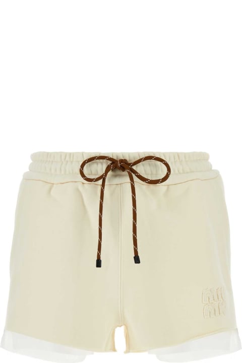 Pants & Shorts for Women Miu Miu Cream Cotton Shorts