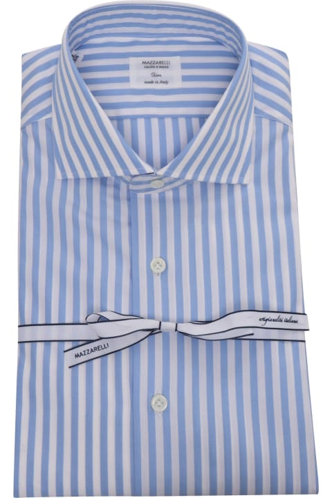 メンズ Mazzarelliのシャツ Mazzarelli Light Blue Striped Shirt