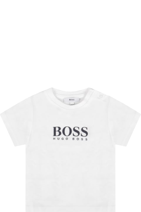 Topwear for Baby Girls Hugo Boss White T-shirt For Baby Boy With Logo