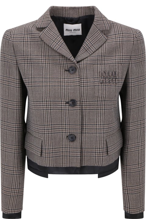 Miu Miu for Women Miu Miu Check-pattern Wool Jacket