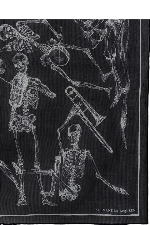 Scarves for Men Alexander McQueen Scarf Dancing Skeletion