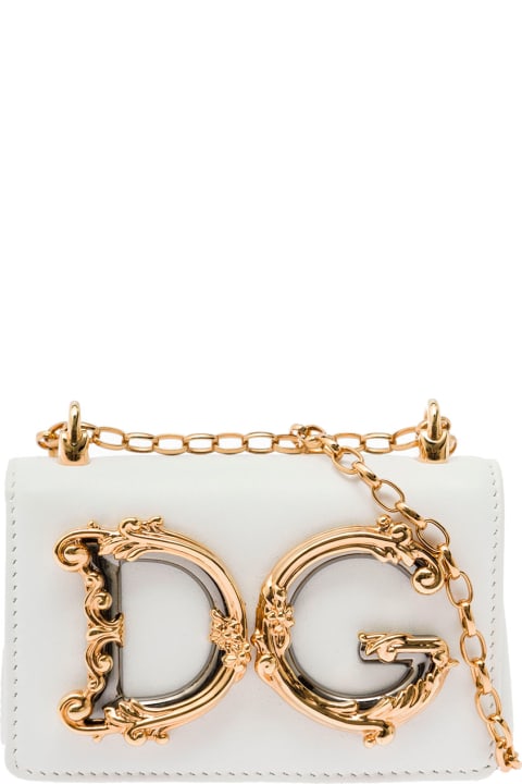 'dg Girl' Mini White Crossbody Bag In Leather Woman Dolce & Gabbana