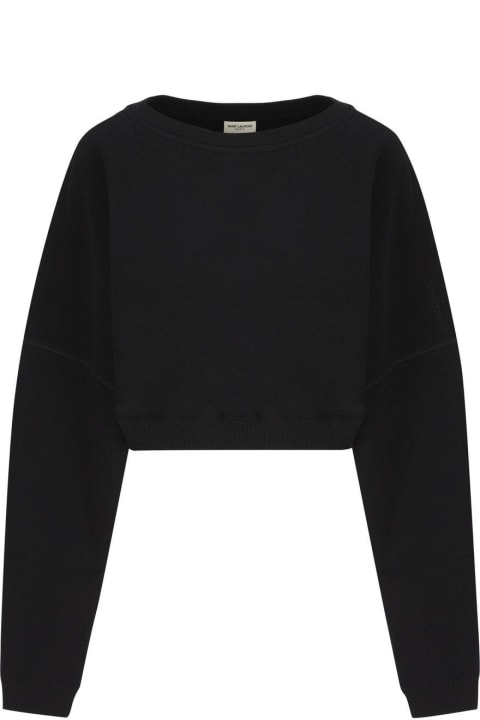 Saint Laurent Fleeces & Tracksuits for Women Saint Laurent Crewneck Cropped Sweatshirt