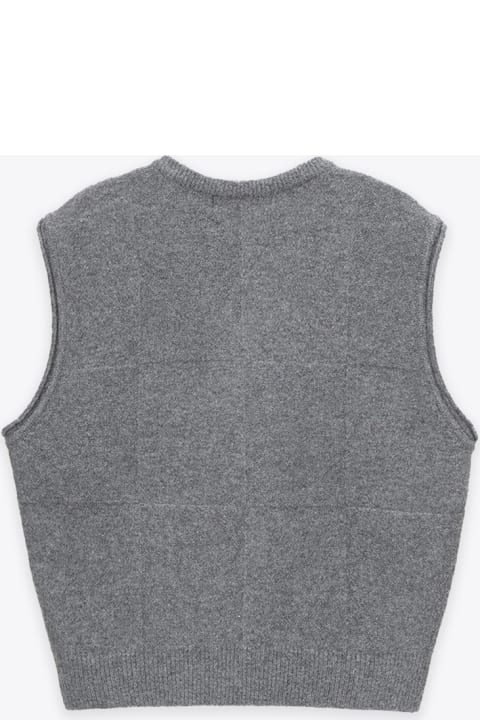 Unisex Divide V-neck Wool Vest Grey knitted vest - Unisex divide v-neck wool vest