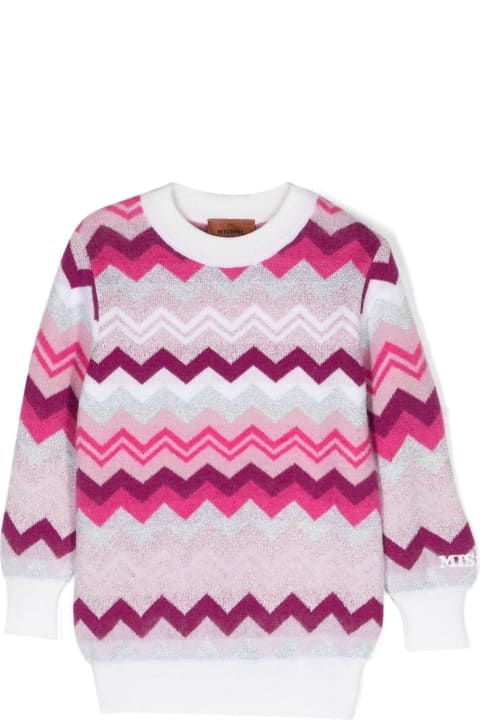 Topwear for Girls Missoni Kids Pink And Fuchsia Chevron Pullover