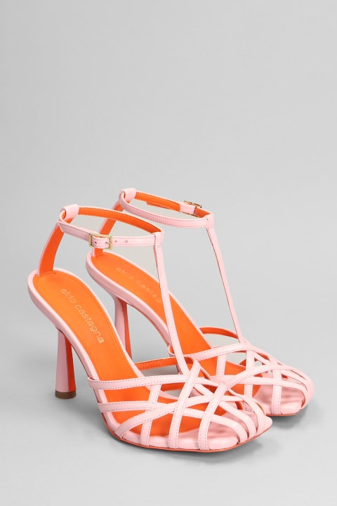 Lidia Sandals In Rose-pink Leather