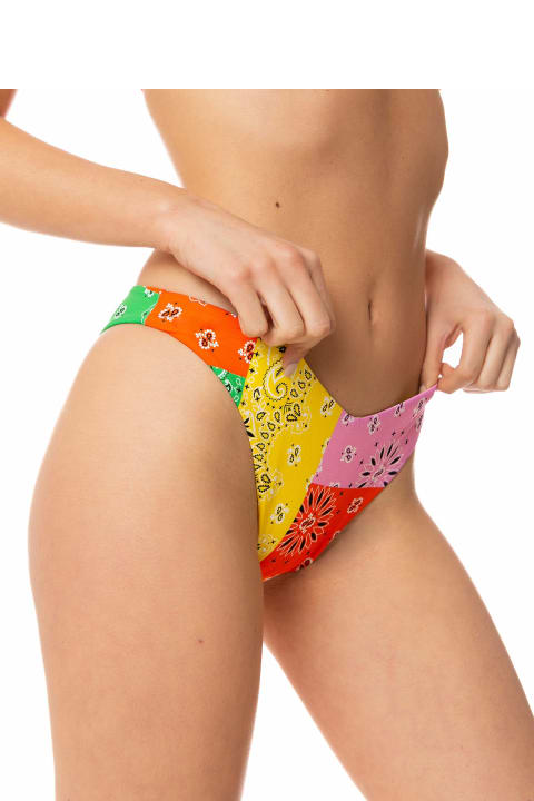 Underwear & Nightwear for Women MC2 Saint Barth Woman Cheeky Swim Briefs With Multicolor Bandanna Print