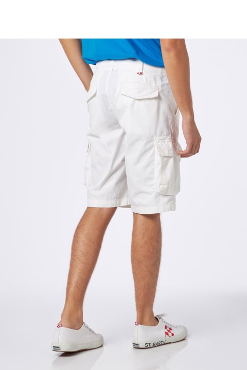 أدوات منزلية MC2 Saint Barth Man White Cotton Cargo Shorts