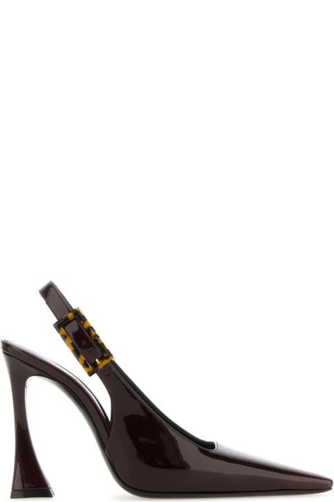 High-Heeled Shoes for Women Saint Laurent Brown Leather Dune Pumps
