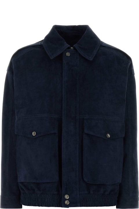Salvatore Santoro for Men Salvatore Santoro Navy Blue Suede Jacket