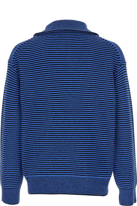 J.W. Anderson for Kids J.W. Anderson Blue Sweater With Half Zip Closure On The Front In Cotton Piquet Man