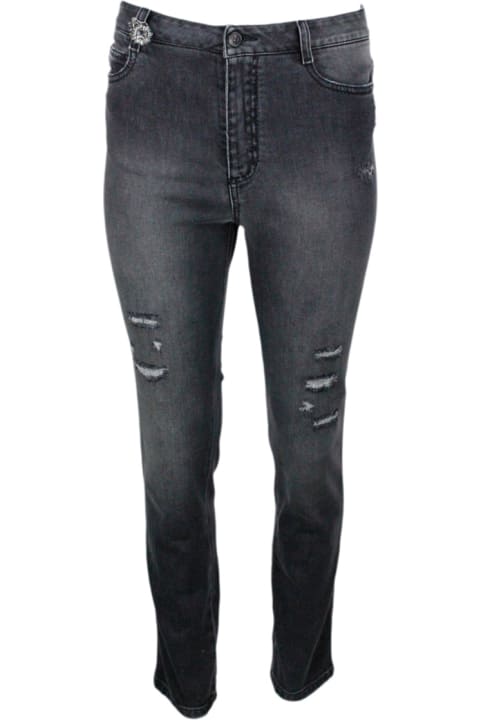 Homeware Ermanno Scervino High-waisted Stretch Denim Jeans With Fake Tears