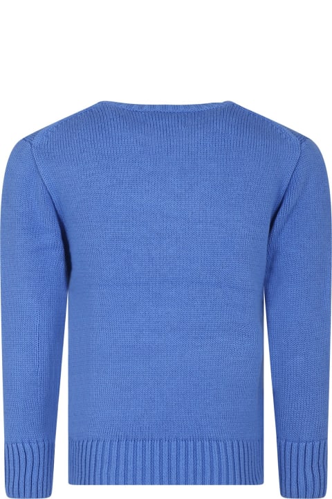 Ralph Lauren Topwear for Boys Ralph Lauren Light Blue Sweater For Boy With Dog