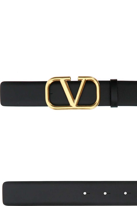 Belts for Men Valentino Garavani Black Leather Vlogo Belt
