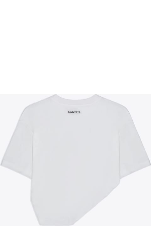 ウィメンズ Laneusのトップス Laneus Jersey T-shirt Woman White cotton cropped t-shirt with drapery - Jersey T-shirt