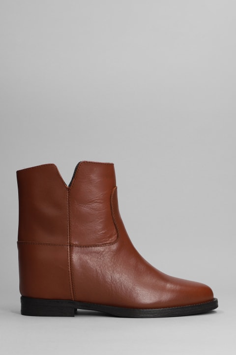 Ankle Boots Inside Wedge In Leather Color Leather