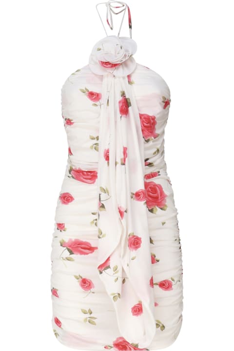 Fashion for Women Magda Butrym Wrap Dress With Ruched Floral Applique And Cream Print