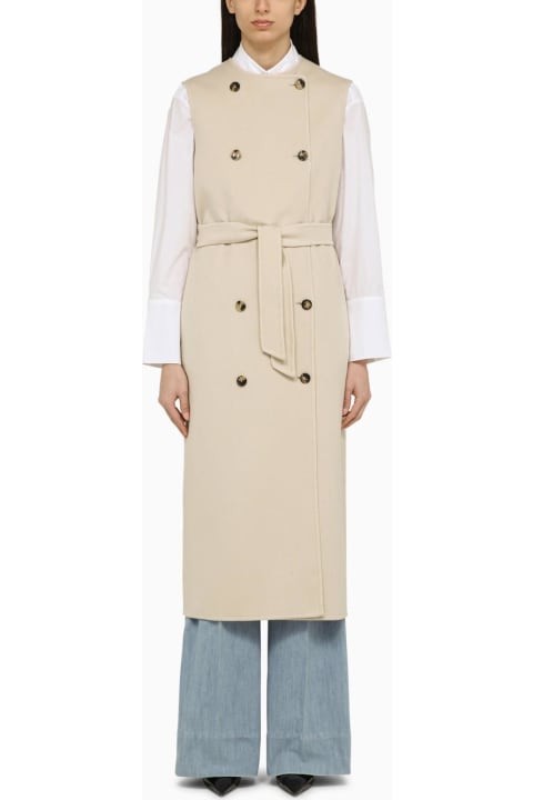 Max Mara Coats & Jackets for Women Max Mara Beige Wool And Cashmere Long Vest