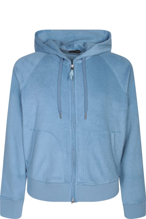 Tom Ford Fleeces & Tracksuits for Men Tom Ford Terry-effect Light Blue Hoodie