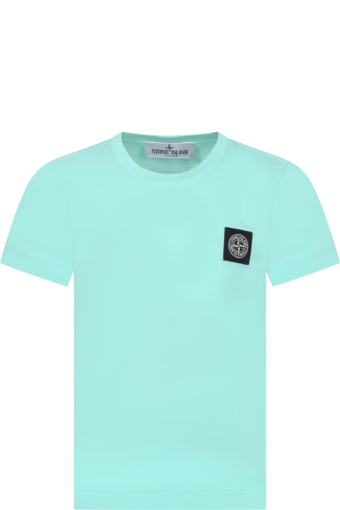 Sale for Kids Stone Island Junior Green T-shirt For Boy With Logo