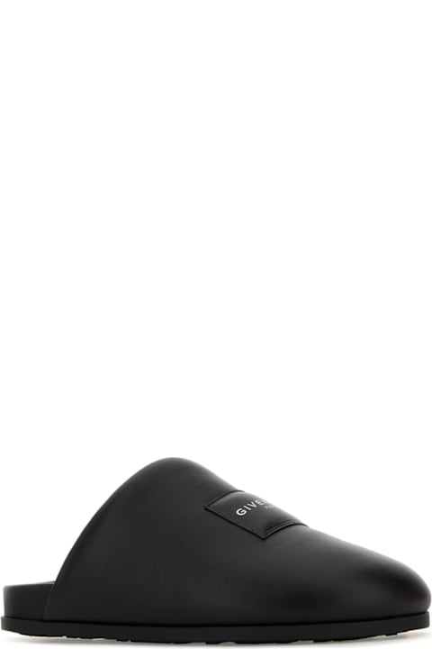 Givenchy Black Leather Slippers