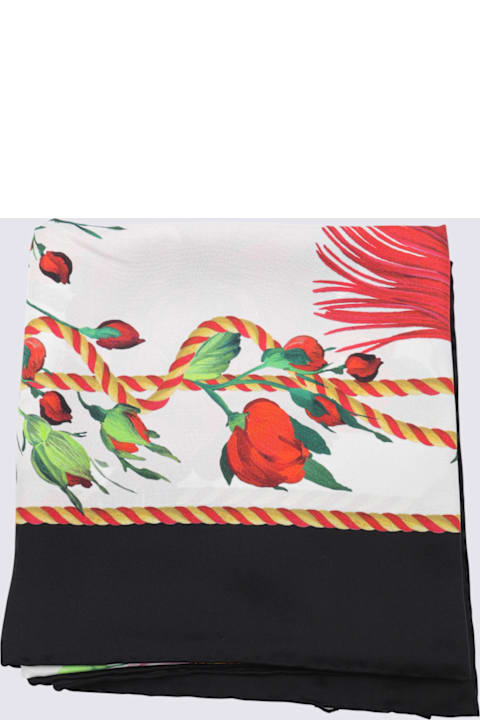 Scarves & Wraps for Women Dolce & Gabbana White And Multicolot Silk Scarves