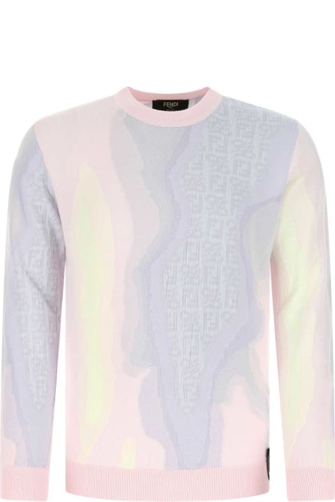 Fendi for Men Fendi Embroidered Cotton Blend Sweater