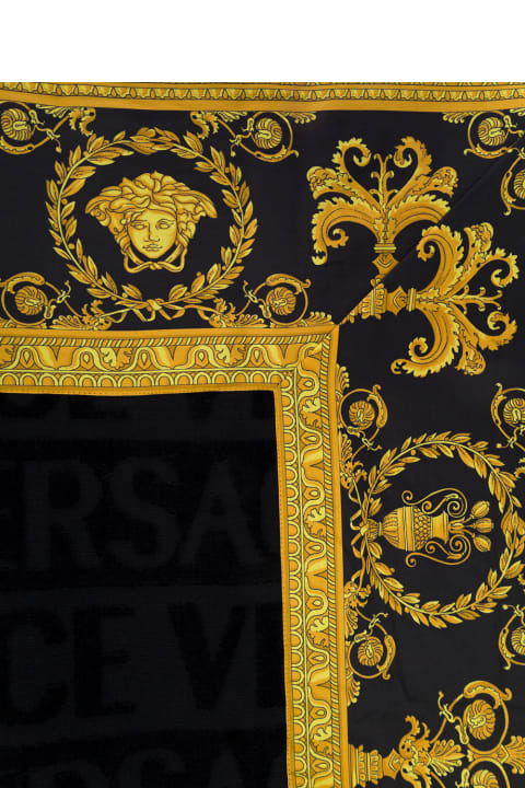 Versace Hometerry Cotton Towl With Baroque Print Profiles