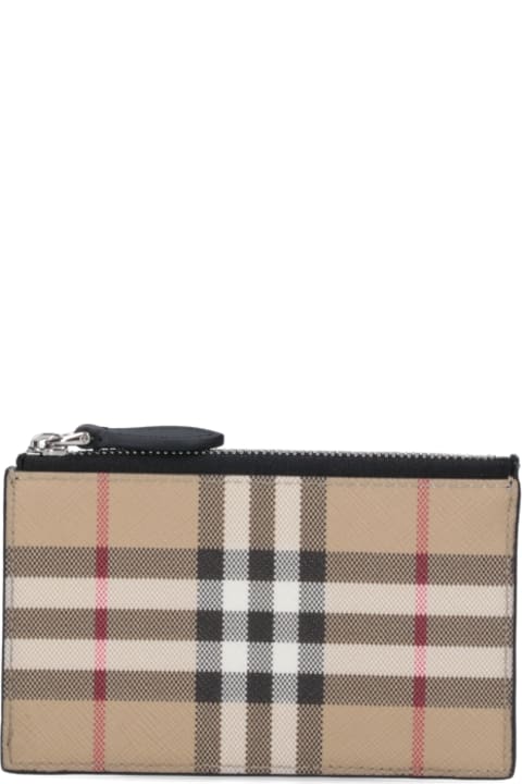 Wallets for Men Burberry Vintage Check Zipped Card Case