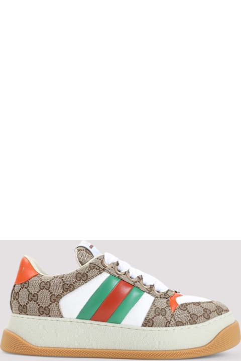 GUCCI DOUBLE SCREENER スニーカー GUCCI Double Screener distressed leather sneakers | NET-A-PORTER